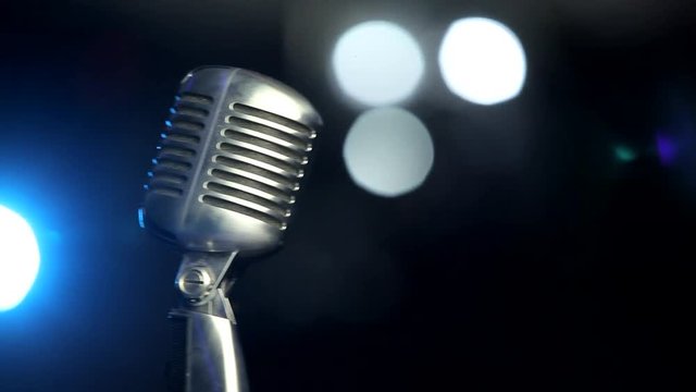 Vintage microphone is on a stage