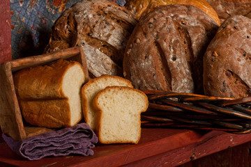 Loaves of Rustic Bread on shelf