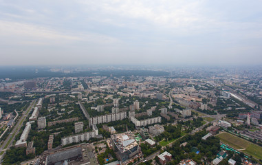 Вид на Москву с Останкинской телебашни. Панорама города. Москва. Россия.