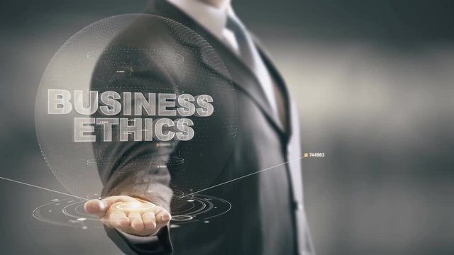 Business Ethics Businessman Holding in Hand New technologies