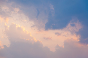 Fototapeta premium Twilight sky with colorful clouds in rainy season,Clouds before raining storm in the sky with vintage color tone