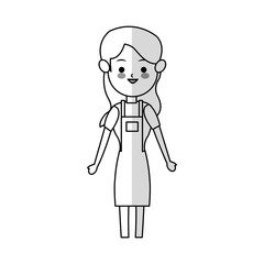 woman with long hair cartoon icon over white background. vector illustration