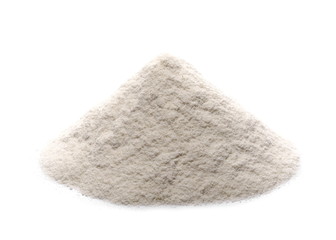 Pile rice flour isolated on white