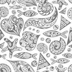 Naklejka premium Vector Sketch Sea Pattern