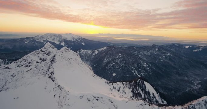 North Cascade Mountains View of Puget Sound Olympic Mountains Sunset
