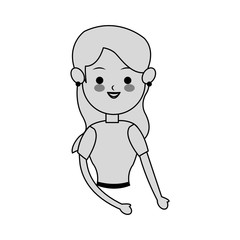 woman with long hair cartoon icon over white background. vector illustration