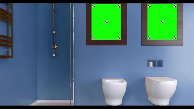 4k. pano interior of modern bathroom
