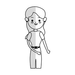 woman with long hair cartoon icon over white background. vector illustration