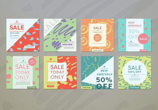 9 Bright and Bold Sale Layouts for Social Media 2