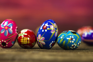 Easter theme. handmade Eggs  background, place for typography