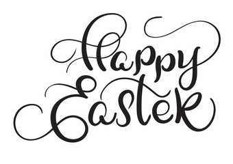 Happy Easter words on white background. Calligraphy lettering Vector illustration EPS10