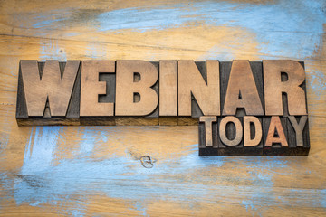 webinar today sign in wood type