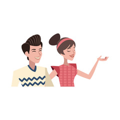 Fototapeta premium happy couple cartoon icon over white background. colorful design. vector illustration