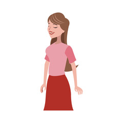 happy woman wearing pink clothes over white background. colorful design. vector illustration