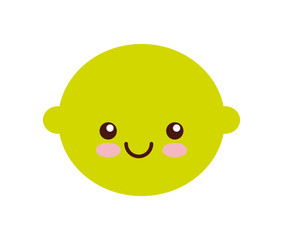 kawaii lemon fruit icon over white background. colorful design. vector illustration