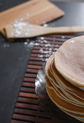 Cooking pancakes for breakfast