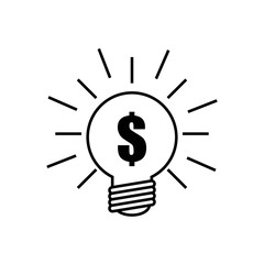 bulb light with money sign over white background. vector illustration