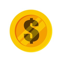 gold coin with money sign over white background. colorful design. vector illustration