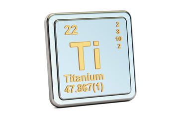 Titanium Ti, chemical element sign. 3D rendering