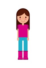 girl cartoon icon over white background. colorful design. vector illustration