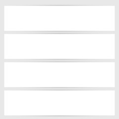Blank horizontal white paper banner sheets with shadow effects. Vector templates for presentation, business design and retail