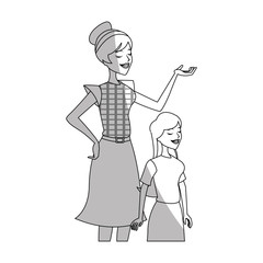 mother with her daughter over white background. vector illustration