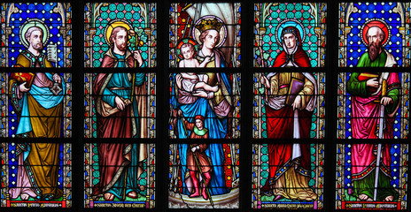 Stained Glass - Saints in Sablon Church, Brussels © jorisvo