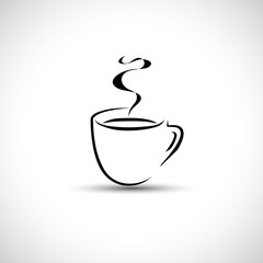 Coffee cup that smokes line style vector logo Cup icon illustration coffee logo