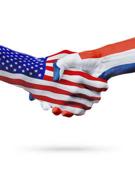 United States, Dominican republic flags concept cooperation, business, sports competition