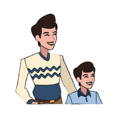 happy father with his son over white background. vector illustration