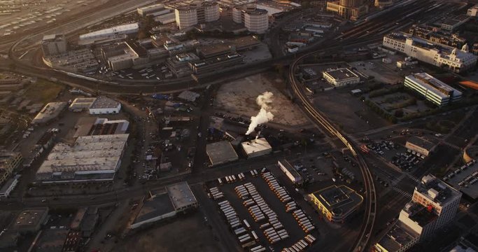 Aerial view, industrial area in Los Angeles