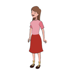 woman wearing pink clothes cartoon icon over white background. vector illustration