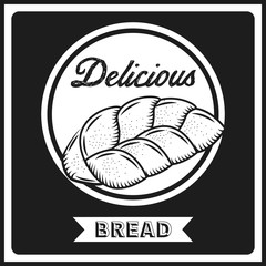 bread icon over black background. bakery product concept. vector illustration