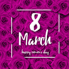 Międzynarodowy Dzień kobiet, szczęśliwy dzień kobiet, 8 marca, Symbol, Rose, kwiaty, różowy, kwiatu, karty z pozdrowieniami. - obrazy, fototapety, plakaty