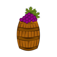 barrel and bunch of grapes over white background. wine house concept. colorful design. vector illustration