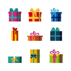 gift box icon set over white background. colorful design. vector illustration