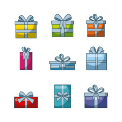 gift box icon set over white background. colorful design. vector illustration