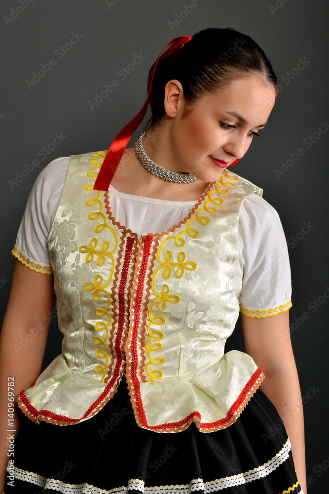 Canvas Prints Slovak folk dancer with colorful clothes