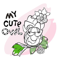 Fototapeta premium Pretty Owl on tree branch