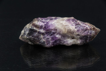 Amethyst on black background from personal collection of Semi-precious stones and minerals