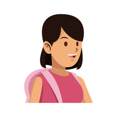 youngwoman with pink shirt cartoon icon over white background. colorful design. vector illustration