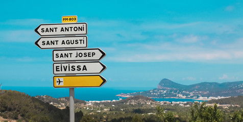 Traffic signs on Ibiza - obrazy, fototapety, plakaty