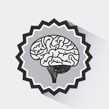 seal stamp with human brain icon over white background. vector illustration