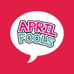 april fools day card over red background. colorful design. vector illustration