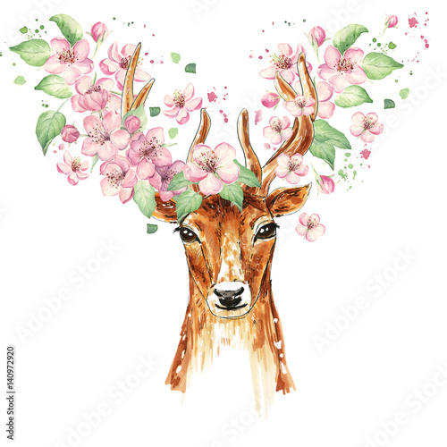quot beautiful deer big antlers spring flowers on the horns quot beautiful deer big antlers spring flowers on the horns