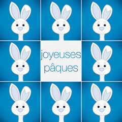 Bright Easter Bunny card in vector format. Words translate to "Happy Easter".