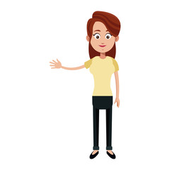 young woman wearing casual clothes over white background. colorful design. vector illustration