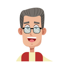 happy old man cartoon icon over white background. colorful design. vector illustration