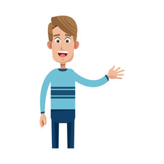 happy man wearing casual clothes  over white background. colorful design. vector illustration