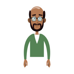 happy old man cartoon icon over white background. colorful design. vector illustration